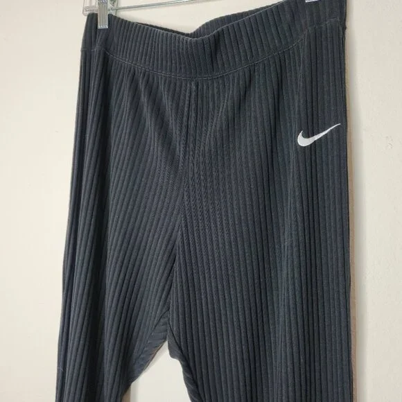 Nike Sportswear Womens Large Black Rib Flare Pants - Picture 3 of 7